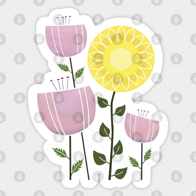 Mid Century Flowers Sticker by Carla BaremB